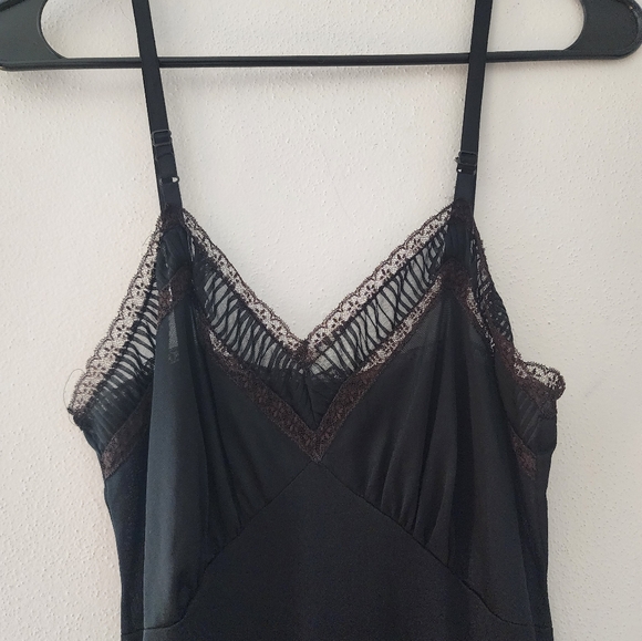 Vintage Evette Sexy Slip With Brown Lace - Picture 5 of 9